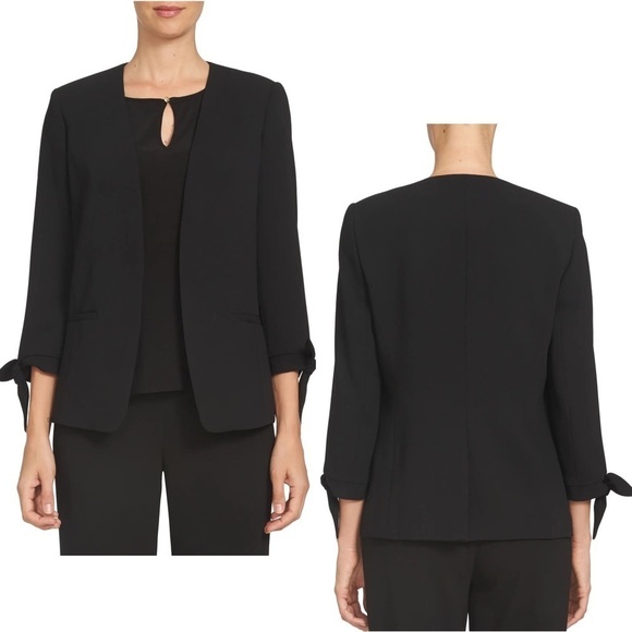 CeCe• Tie Sleeve Open Front Blazer Size 4 - Picture 1 of 12
